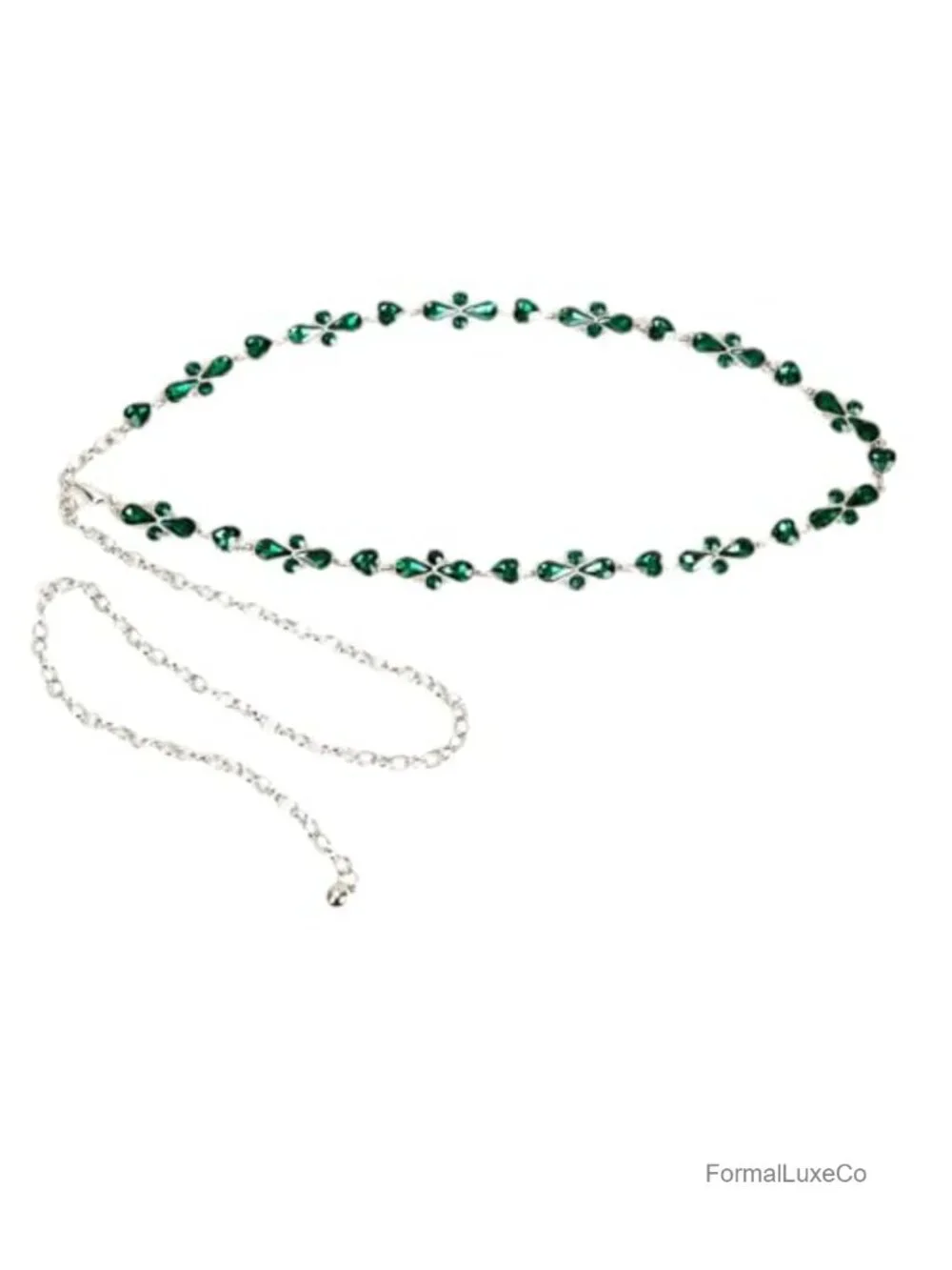 Vintage Rhinestone Crystal Chain Belt for Women Adjustable Waist Metal Hollow
